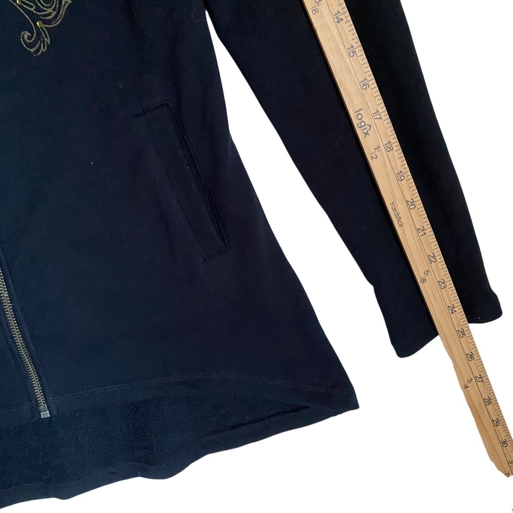 Harley Davidson Sweatshirt Women M Black Full Zip Double Side Graphic Rhinestone - Picture 7 of 10